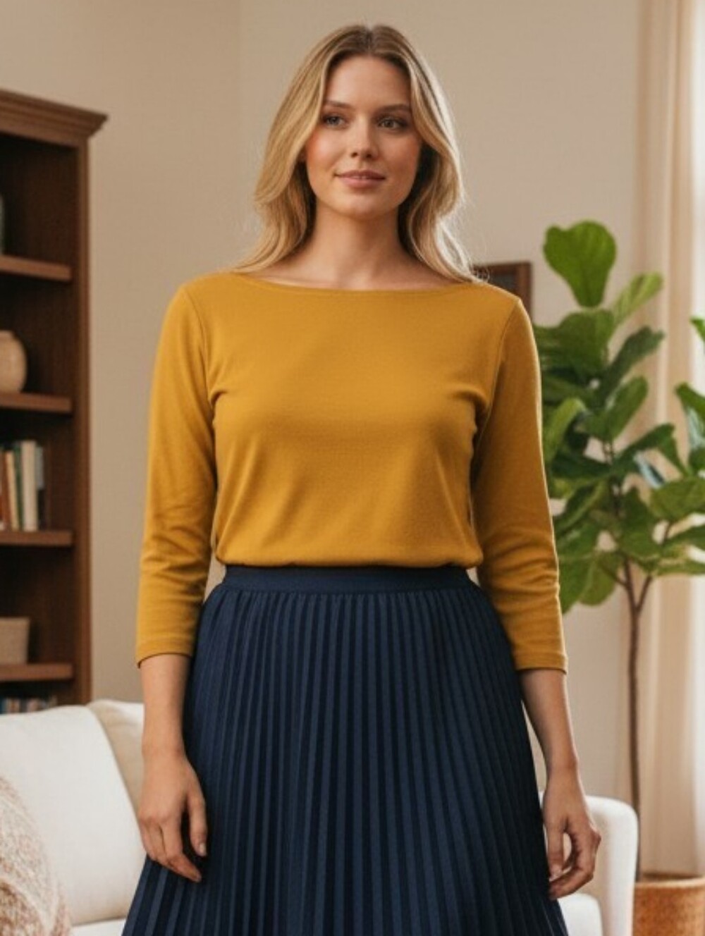 Talbots Yellow Boatneck 3/4 Sleeve Top 2X